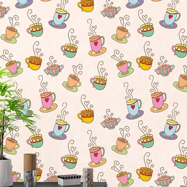 Papel de Parede Adesivo Casual 035 Chá e Café 3.60x0.58m - 1