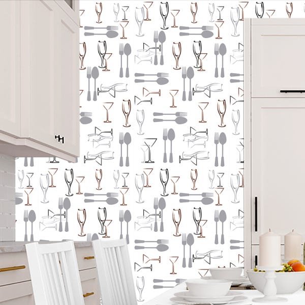 Papel de Parede Adesivo Casual 016 Taças 4.20x0.58m - 1