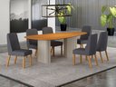 Ver imagem 7 de Conjunto Sala de Jantar Ísis 2,00m com 6 Cadeiras Tampo Orgânico s/ Vidro Cinamomo Off White/Linho C