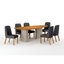 Ver imagem 1 de Conjunto Sala de Jantar Ísis 2,00m com 6 Cadeiras Tampo Orgânico s/ Vidro Cinamomo Off White/Linho C