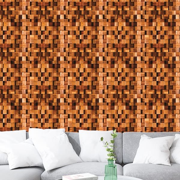 Papel de Parede Adesivo Madeira 017 Mosaico 4.80x0.58m - 1
