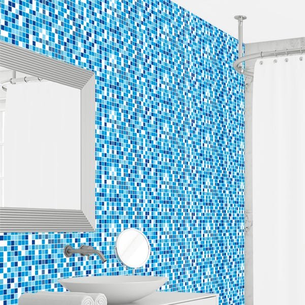 Papel de Parede Adesivo Pastilha 035 Azul 1.80x0.58m - 1