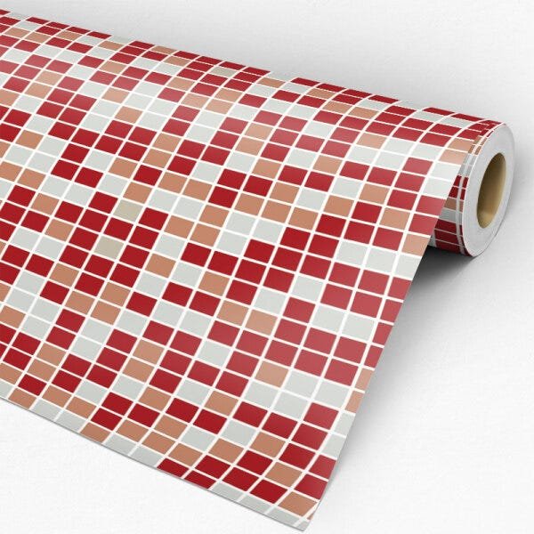 Papel de Parede Adesivo Pastilha 020 Vermelha 1.20x0.58m - 3