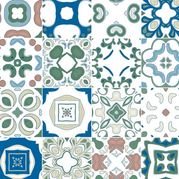 Papel de Parede Adesivo Azulejo 014 Português 2.40x0.58m - 2