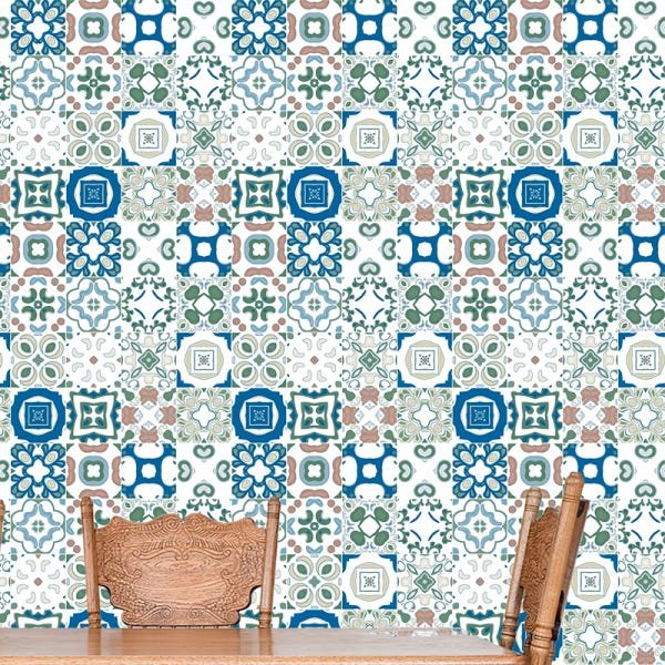 Papel de Parede Adesivo Azulejo 014 Português 2.40x0.58m - 1