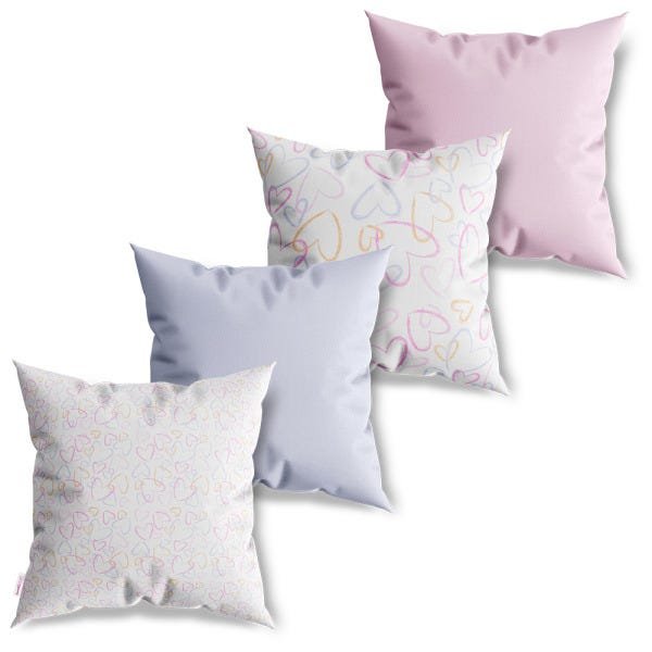 Kit 4 Capas de Almofadas Decorativas Pattern Coração - 1
