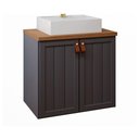 Ver imagem 1 de Gabinete para Banheiro 60cm 100% Mdf 2 Portas Alure Mgm Móveis Titânio/freijo Titanium/freijo
