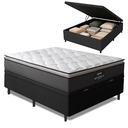 Ver imagem 1 de Cama Box Baú Casal Colchão Molas Ensacadas Pillow Top Maximus 138x188x65cm Cinza / Preto Gazin