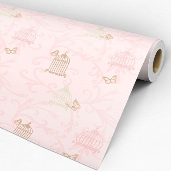 Papel de Parede Adesivo Baby 001 Borboletas Rosa 3.60x0.58m - 3