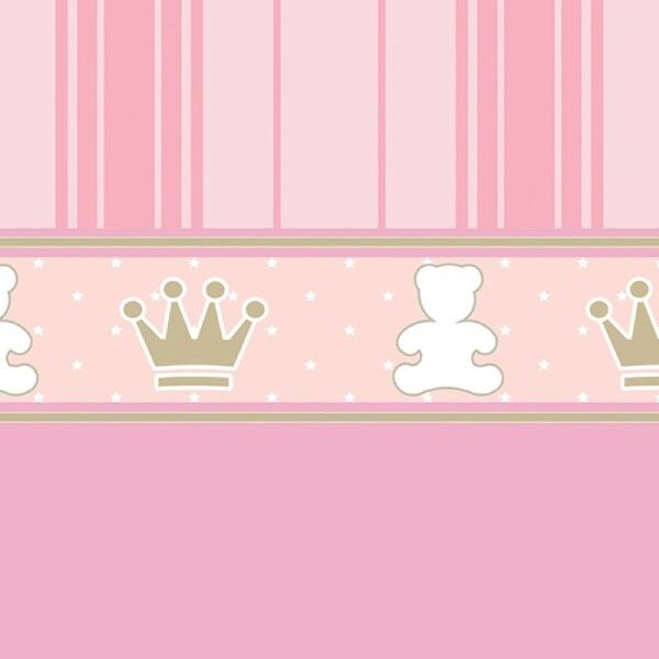 Papel de Parede Adesivo Baby 002 Listrado Rosa 3.60x0.58m - 2