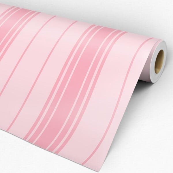 Papel de Parede Adesivo Baby 002 Listrado Rosa 3.60x0.58m - 3