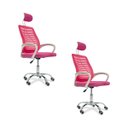 Ver imagem 2 de Kit 2 Cadeiras Escritório Diretor Tela Mesh com Encosto de Cabeça Rosa + E-book