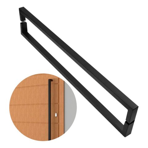 Puxador de Porta U Luxo 1 Metro Madeira Vidro Aço Inox 304 Preto Fosco Pivotante Brinovar