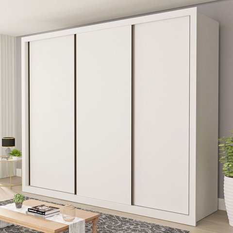 Guarda-roupa Casal 3 Portas 6 Gavetas Nápoli - Branco