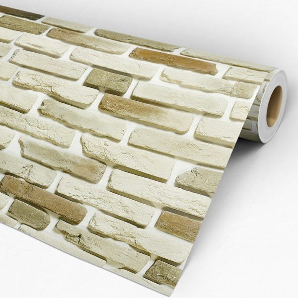 Papel de Parede Adesivo Tijolo 017 Mesclado Bege 1.20x0.58m - 3