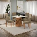 Ver imagem 1 de Conjunto Sala de Jantar Luna Kappesberg 4 Cadeiras Veludo Bege
