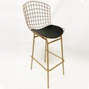 Ver imagem 3 de Kit 2 Banquetas BERTÓIA dourado fosco assento preto tubular altura 70cm - Poltronas do Sul