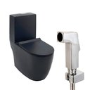 Ver imagem 1 de Kit Vaso Sanitário Monobloco Amazonita e Ducha Higiênica para Banheiro Jacuí - Preto e Prata