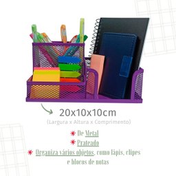 Kit Jogo Organizador de Escrivaninha Aramado com 3 Divisões - 4