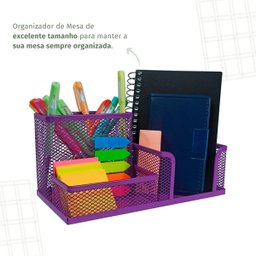 Kit Jogo Organizador de Escrivaninha Aramado com 3 Divisões - 3