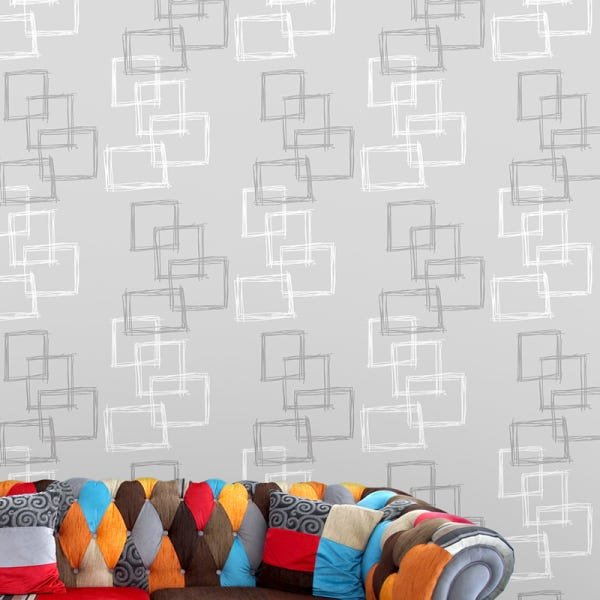 Papel de Parede Adesivo Geométrico 010 Cinza 4.80x0.58m - 1