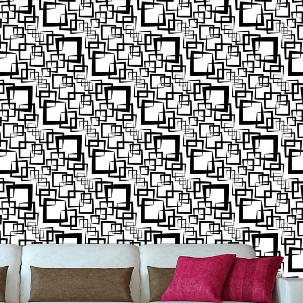 Papel de Parede Adesivo Geométrico 011 Quadrados 3.00x0.58m - 1