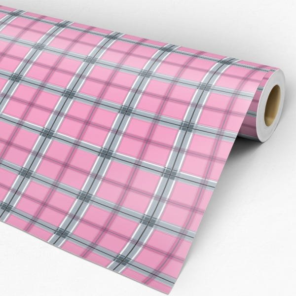 Papel de Parede Adesivo Xadrez 007 Rosa 3.60x0.58m - 3