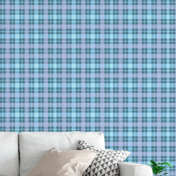 Papel de Parede Adesivo Xadrez 009 Turquesa 3.60x0.58m - 1