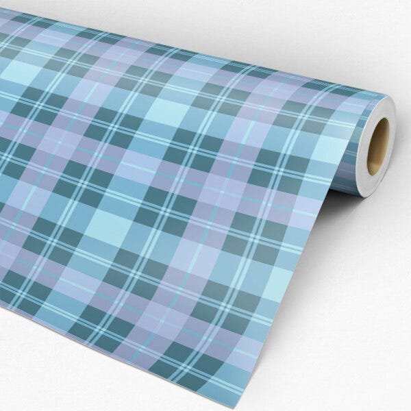 Papel de Parede Adesivo Xadrez 009 Turquesa 3.60x0.58m - 3