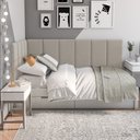 Ver imagem 2 de Cabeceira p/ Cama Box 90x1.90x55 - Riscadinha Infantil - Suede Bege