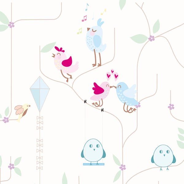 Papel de Parede Adesivo Animal 009 Pássaros 4.80x0.58m - 2