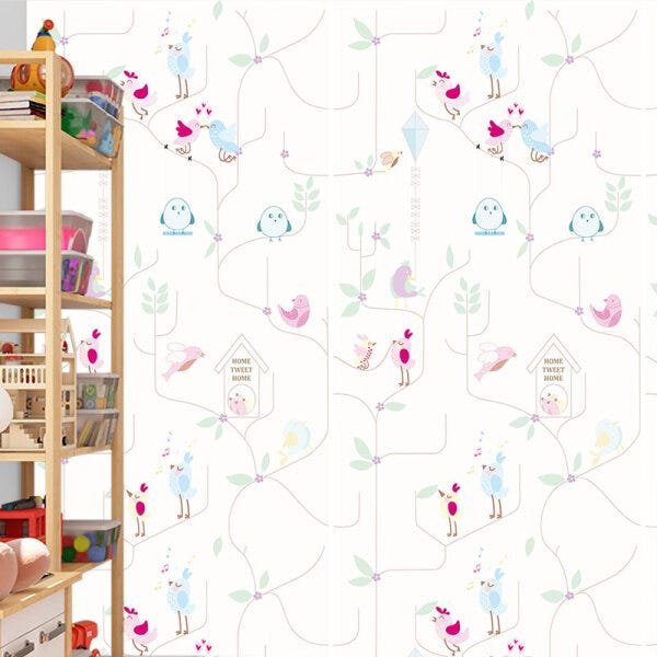 Papel de Parede Adesivo Animal 009 Pássaros 4.80x0.58m - 1