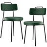 Kit 02 Cadeiras Decorativas Para Sala De Jantar Barcelona F01 Couríssimo Verde Musgo - Lyam Decor - 1