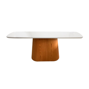 Mesa de Jantar Cone Retangular 200x100 cm Base Oval laminada em Madeira Freijó Tampo Laqueado - Bran