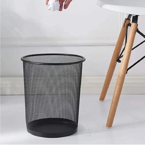 Lixeira Aramada Cesto Telado Vazado Decorativo 10l Escritorio Sala Consultorio Preto