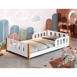 Cama Montessoriana Infantil com Grade de Proteção Branca Camila Divaloto - 1