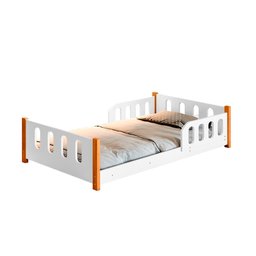 Cama Montessoriana Infantil com Grade de Proteção Branca Camila Divaloto - 2