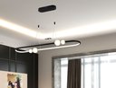 Ver imagem 2 de Pendente Moderno Oval Preto com Globos 105cm Led 50w 4000k Bivolt Paris Luz