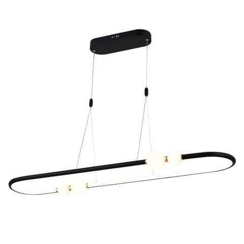 Pendente Moderno Oval Preto com Globos 105cm Led 50w 4000k Bivolt Paris Luz