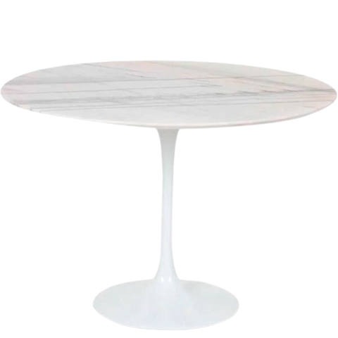 Mesa de Jantar Tulipa Saarinen Redonda 110 Cm Mármore Branco Extra Linn Design Mesa de Jantar Tulipa