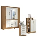 Ver imagem 1 de Guarda Roupa Casal Nápole 2045149 com Armário Multiuso Florença 2000199 e Cômoda 5 Gavetas 2014140 a