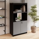 Ver imagem 1 de Estante Armário 160cm para Escritório com 2 Portas Puxadores Cava Corporate F5 Cinza/Sagrado/Preto