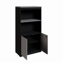 Ver imagem 5 de Estante Armário 160cm para Escritório com 2 Portas Puxadores Cava Corporate F5 Cinza/Sagrado/Preto