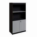 Ver imagem 2 de Estante Armário 160cm para Escritório com 2 Portas Puxadores Cava Corporate F5 Cinza/Sagrado/Preto