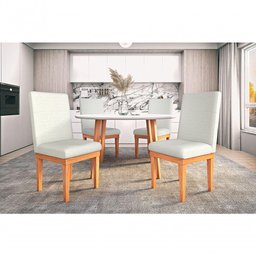 Cadeira Reforçada Mesa de Jantar Luxo Linho ? Linho Bege - 5 Cadeira Reforçada Mesa de Jantar Luxo Linho ? Linho Bege - 5