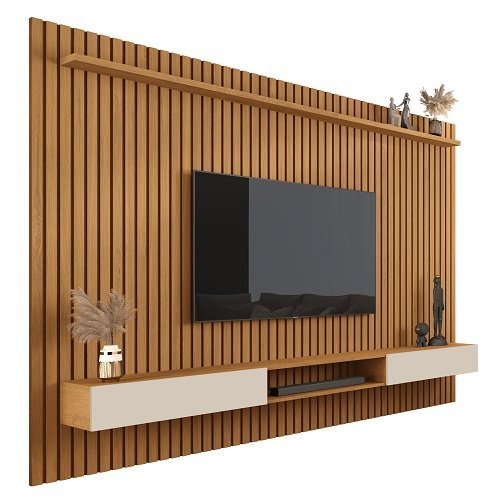 Painel para Tv até 85 Polegadas Ripado Verdadeiro Versátil 2.2x1.8 com Nicho Nature/off White - Giga