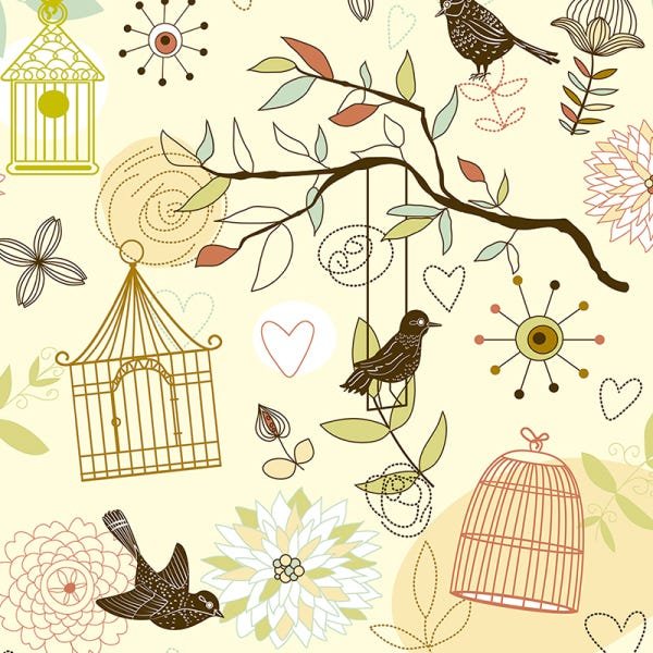 Papel de Parede Adesivo Animal 023 Passarinhos 1.20x0.58m - 2
