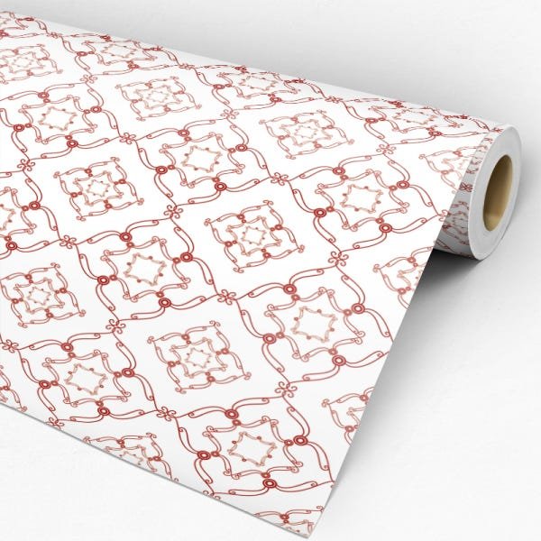 Papel de Parede Adesivo Arabesco 029 Vermelho 4.20x0.58m - 3
