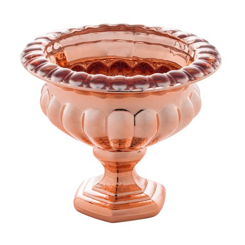 Centro de Mesa Decorativo Cristal de Chumbo C/pé Sussex Rose Metalizado Rojemac 28214