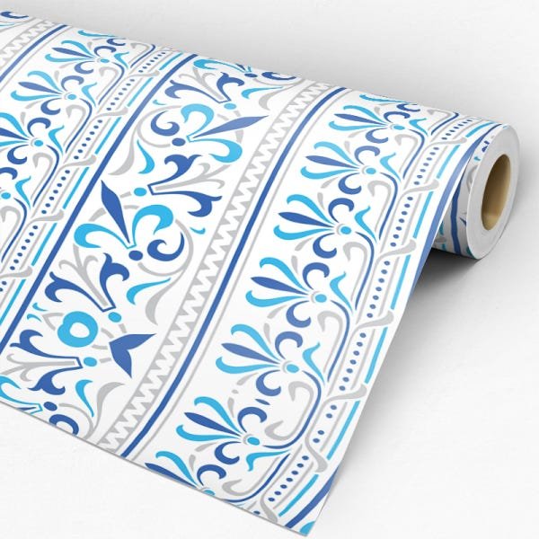 Papel de Parede Adesivo Arabesco 027 Azul 1.80x0.58m - 3